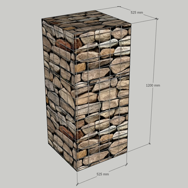 525mm L x 525mm W x 1200mm H, 75x75mm, AL-TEN