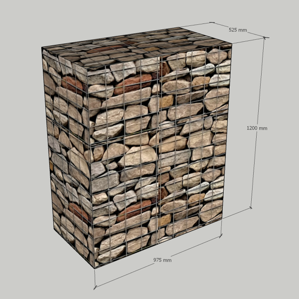 Gabion 975mm L x 525mm W x 1200mm H, 75x75mm, AL-TEN