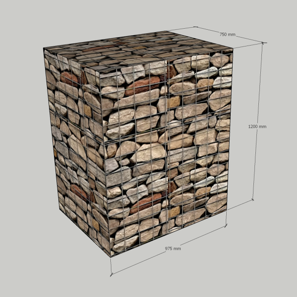 Gabion 975mm L x 750mm W x 1200mm H, 75x75mm, AL-TEN