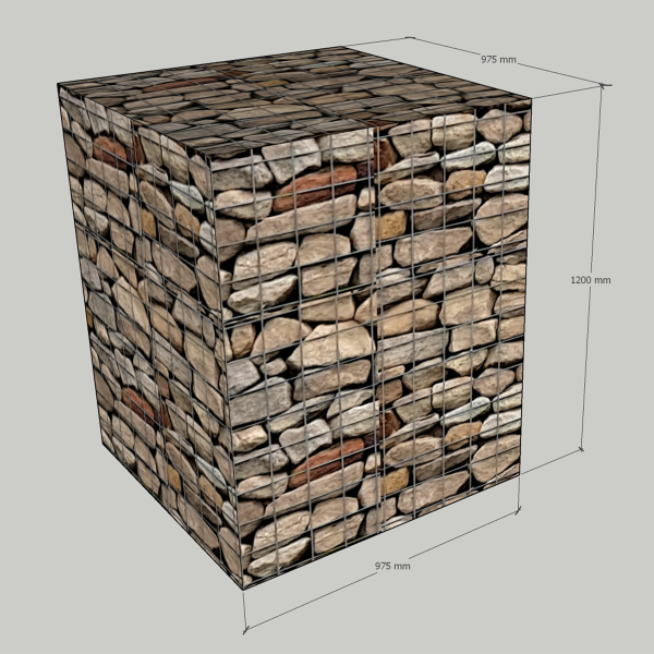 Gabion 975mm L x 975mm W x 1200mm H, 75x75mm, AL-TEN