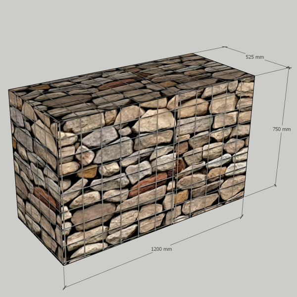 1200mm L x 525mm W x 750mm H, 75x75mm, AL-TEN