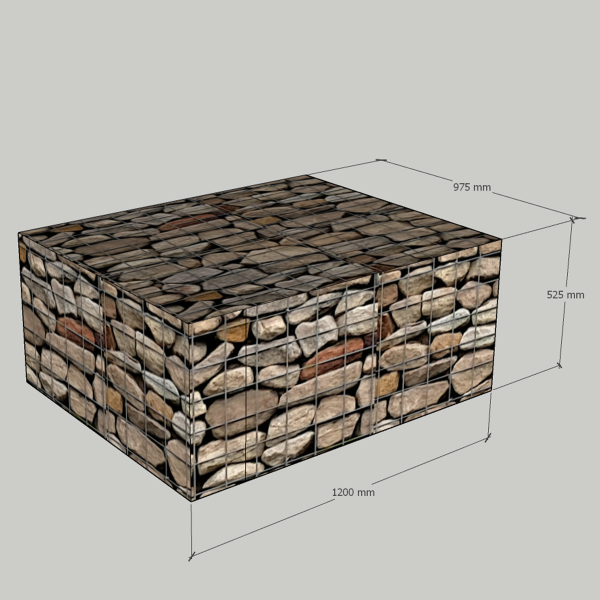 1200mm L x 975mm W x 525mm H, 75x75mm, AL-TEN
